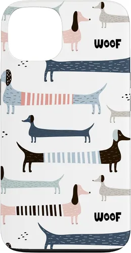 Vista 7 de Dachshund Weenie Weiner Dog - Carcasa para iPhone 17, diseño azul, rosa y blanco