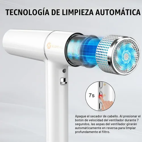 Vista 5 de slopehill Secador de pelo con motor único sin escobillas Diagnóstico inteligente de fallas Microfiltro innovador Tecnología Oxy Active Blanco