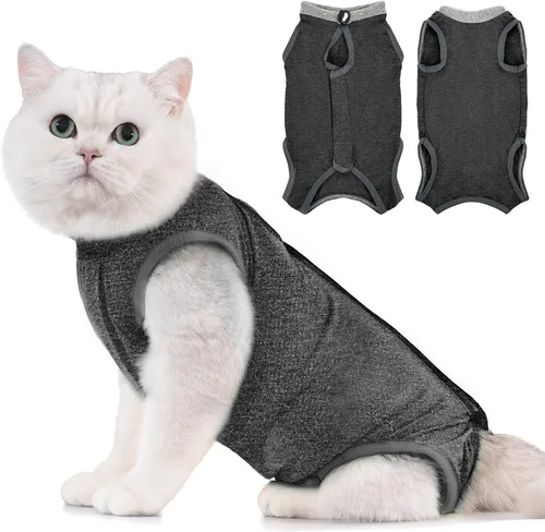 Vista 7 de Avont Traje de recuperación para gatos – Mameluco de gatito para gatos después de la cirugía, traje quirúrgico de esterilización alternativo al cono