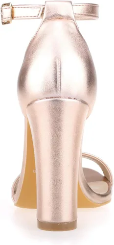 Vista 3 de Sandalias de bloque grueso con tiras para mujer, correa al tobillo, puntera abierta, tacón alto para vestido, boda, fiesta, noche, oficina, zapatos
