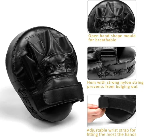 Vista 3 de Valleycomfy - Manoplas de boxeo curvadas de piel sintética para entrenamiento Leatherette Training Hand Pads,Ideal for Karate, Muay Thai Kick