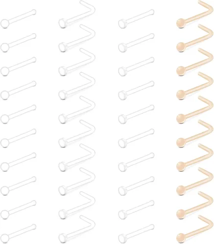 Vista 10 de MODRSA Juego Mixto de Retenedores de Piercing Transparentes para Septum, Pernos de Nariz, Anillos de Labio Flexibles, Anillos de Lengua, Anillos