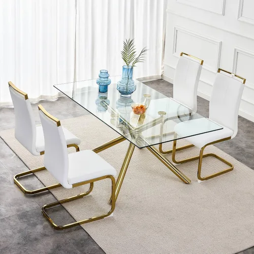 Vista 21 de Juego de 2 sillas de comedor, sillas de cocina, sillas sin brazos, sillas laterales de cuero y patas de metal con respaldo alto