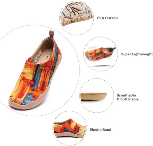 Vista 6 de UIN Mocasines casuales para mujer, de viaje, pintados, para caminar, ligeros, cómodos, de lona, tenis de moda
