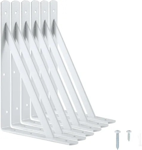 Vista 9 de Soportes de estante de servicio pesado de 12 x 8 pulgadas, paquete de 6 soportes de estantes de metal negro, capacidad de carga: 600 lb, soporte
