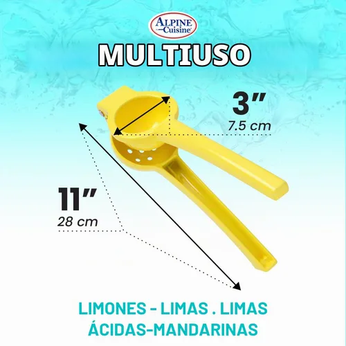 Vista 4 de Alpine Cuisine Exprimidor de limón resistente de 2.95 pulgadas – Exprimidor manual de cítricos de aluminio, prensa manual de cítricos, prensa