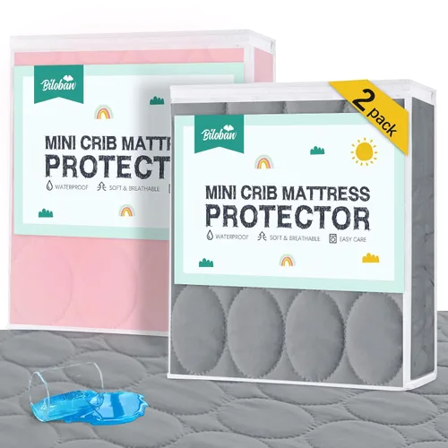Vista 10 de Sábanas Protectoras de Colchón para Cuna Impermeables Paquete de 2, Funda Acolchada de Protector de Colchón para Cuna Ajustable para Colchón de Cama