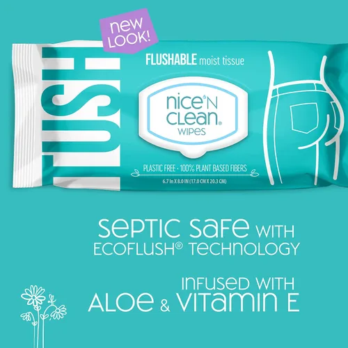 Vista 2 de Nice 'N Clean Toallitas desechables para adultos (8 x 42 unidades) Toallitas de limpieza personal hechas de fibras vegetales Infundidas con aloe
