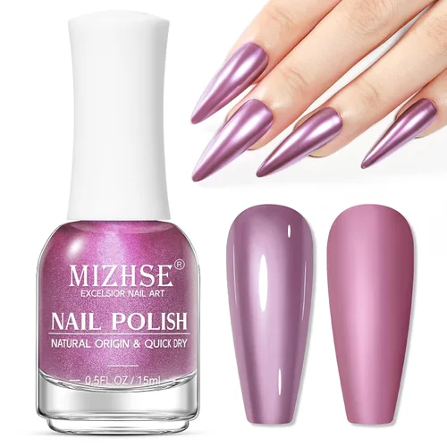 Vista 16 de MIZHSE Translucent Shimmering Nail Polish, Quick Dry Clear Glitter White brillo claro