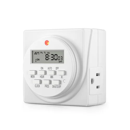 Vista 10 de BN-LINK Temporizador de luz digital para interiores, enchufe programable de 7 días con 2 salidas independientes de 3 clavijas, para lámparas