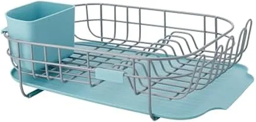 Vista 14 de KitchenAid Escurridor de platos compacto, que ahorra espacio, resistente al óxido con organizador de cubiertos extraíble y bandeja de escurrido Negro