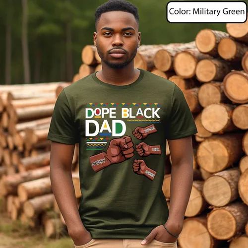 Vista 2 de Camiseta personalizada para el día del padre, camiseta personalizada para papá con el puño y el puño del niño, camiseta divertida y linda