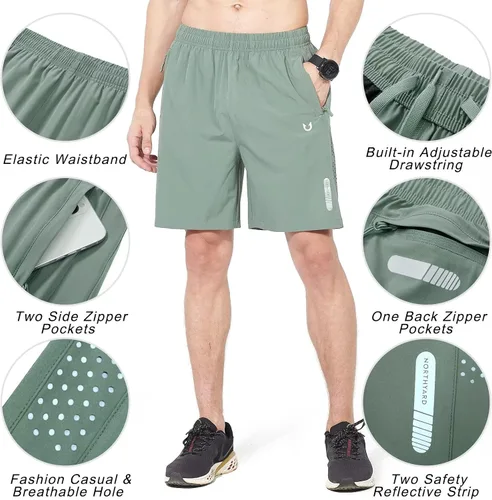 Vista 4 de NORTHYARD Pantalones cortos deportivos ligeros de secado rápido y de 7pulgadas para hombre, para senderismo, deportes, gimnasio, correr