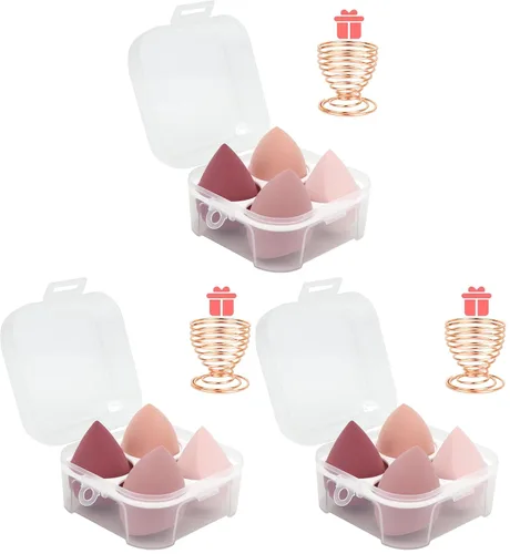 Vista 11 de Makeup Sponges Set - Beauty sponges Blending Blenders with 1 Holder and Egg Case, Flawless for Cream, Powder and Liquid (Green, 4Pcs+1Holder+ case)
