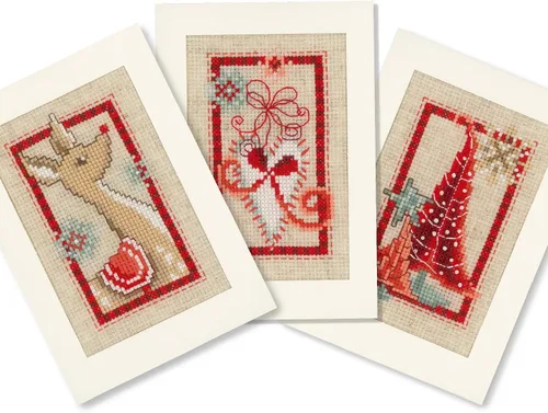 Vista 8 de Vervaco Kit de tarjeta de felicitación de punto de cruz contada 4.2 "X6" 3/Pk-Christmas Gnomos en Aida (14 unidades) -V0185078