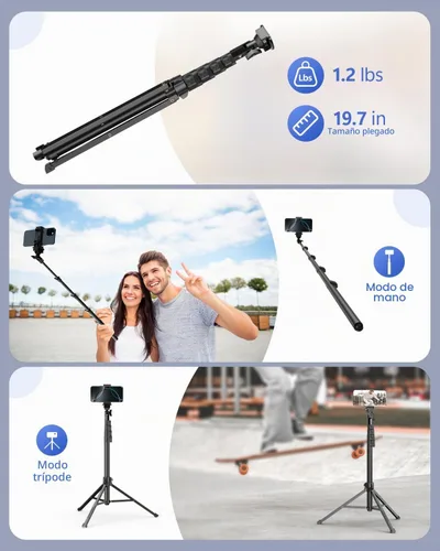 Vista 8 de EMART Soporte de trípode para teléfono celular de 62'', soporte de trípode ajustable de piso para teléfono celular con control remoto para iPhone