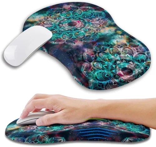Vista 14 de Alfombrilla ergonómica para ratón con soporte de muñeca con espuma viscoelástica con protuberancia de masaje, alfombrilla para ratón de alivio