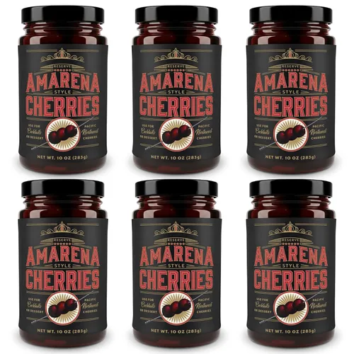 Vista 10 de Cerezas amarena de cóctel en almíbar, 10.5 onzas (más de 30 unidades) - Guarnición de cóctel de whisky bourbon de alta calidad, cerezas oscuras