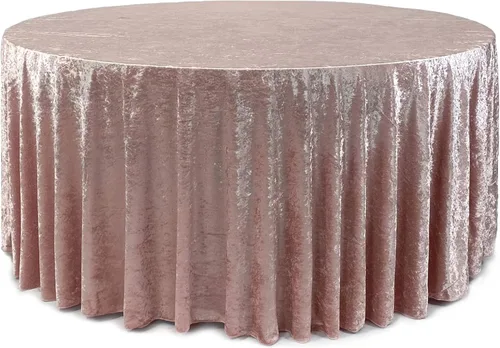 Vista 27 de YOUR CHAIR COVERS - Mantel redondo de terciopelo aplastado de 120 pulgadas para mesas redondas de 5 pies - Negro