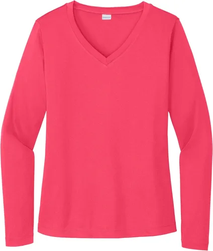 Vista 20 de Sport-Tek señoras cuello en V playera > orquídea rosa Azul atómico
