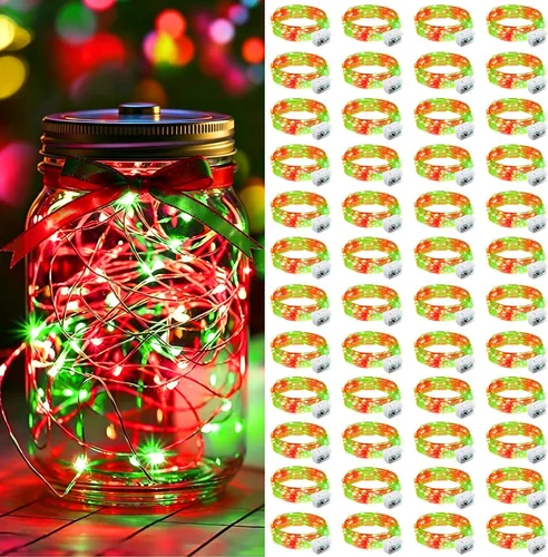 Vista 22 de AIKEI Paquete de 12 luces LED de hadas que funcionan con pilas, guirnaldas de luces impermeables de 7 pies, 20 luces LED de luciérnagas estrelladas
