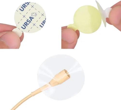 Vista 3 de URSA - Círculos adhesivos – Paquete de 90 Cinta adhesiva hipoalergénica de doble cara para micrófonos de solapa Lavalier Adhesivos de micrófono