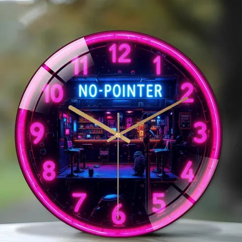 Vista 2 de 12-Inch Silent Tempered Glass Wall Clock, Neon Clock Bar Retro Cyberpunk Wall Clock ” Silent Non-Ticking Clock, Battery Operated