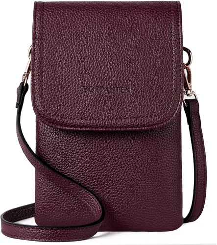 Vista 20 de Bolso bandolera pequeño de piel vegana BOSTANTEN para mujer, con diseño de cartera para celular, con correa ajustable A-01-retro Marrón