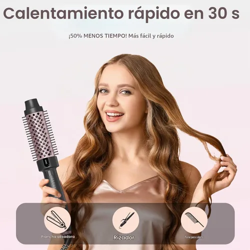 Vista 7 de Cepillo Térmico de 1.25 Pulgadas con 5 Ajustes de Temperatura, Rizador de Pelo Térmico Universal de Voltaje, Cepillo Rizador Térmico Redondo