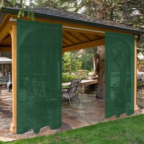 Vista 41 de SpaceDresser - Cortinas transparentes impermeables para exterior para patio - 2 paneles con bolsillo para barra, cortinas de gasa transparentes