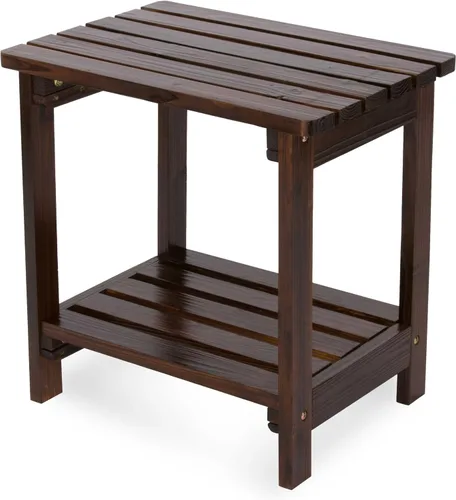 Vista 12 de Shine Company Providence - Mesa auxiliar rectangular de madera maciza, mesa de patio Adirondack para exteriores, color rojo chile Rojo (Chili Red)
