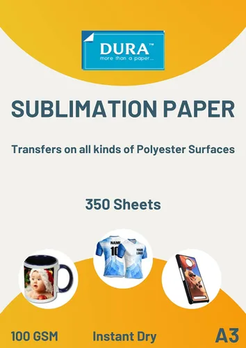 Vista 4 de DURA Papel de sublimación 100 GSM Secado instantáneo Tamaño A4, 100 hojas (paquete de 3)