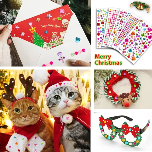 Vista 3 de 880 piezas de pegatinas de gemas con diamantes de imitación para manualidades - Pegatinas autoadhesivas de joyas, pegatinas de gemas acrílicas