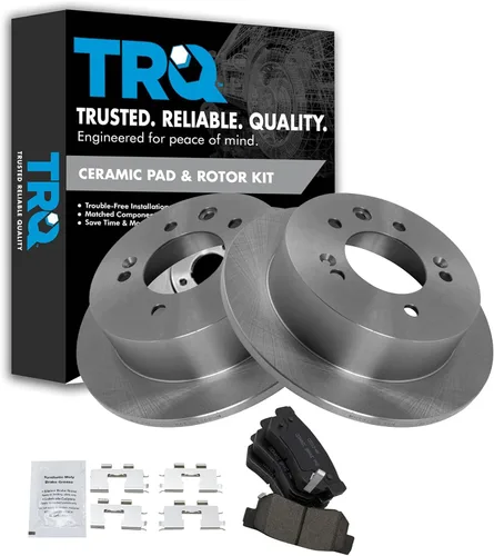 Vista 50 de TRQ Juego de pastillas de freno y rotor de cerámica trasera compatible con Honda Accord V6 1998-02 3.0L con frenos de disco traseros 02-06 Acura RSX