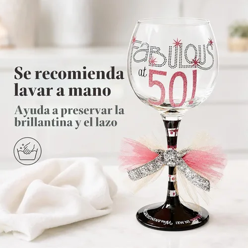 Vista 8 de Mud Pie copa de vino "Fabulous at 50