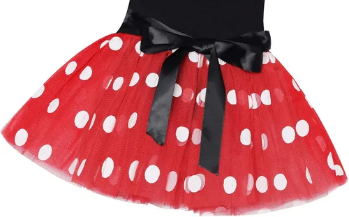 Vista 6 de WonderBabe Toddler Girl Polka Dots Fancy Dress Up Mini Mouse Costume Princess Birthday Party Tulle Dress with Headband