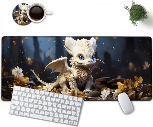 Vista 30 de Alfombrilla de mouse grande de 31.5 x 11.8 pulgadas, extendida para juegos con bordes cosidos, protector de alfombrilla de mouse XXL, base de goma