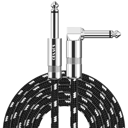 Vista 12 de Cable de Guitarra de 6 Pies Cable de Instrumento para Guitarra Eléctrica y Bajo, Teclado - Cable AMP de Ángulo Recto de 1/4 Pulgada, Negro