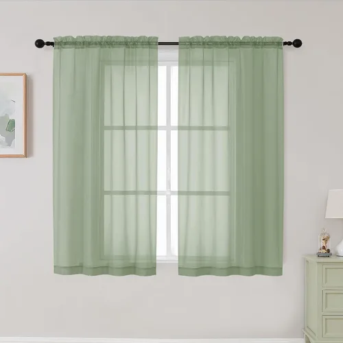Vista 323 de 2 paneles de cortinas traslúcidas blancas para dormitorio, sala de estar, 96 pulgadas de largo, modernas, suaves, ligeras, con bolsillo para barra