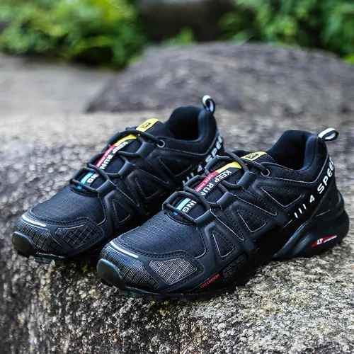 Vista 4 de baobeijiadao Zapatos de senderismo para hombre, para exteriores, senderismo, correr, impermeables, antideslizantes, zapatos de trabajo