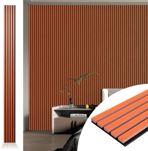 Vista 11 de Art3d 2 paneles acústicos de listones de madera para pared y techo, panel de absorción de sonido acanalado 3D con acabado de madera, roble