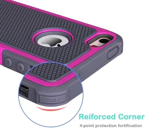 Vista 5 de Jeylly Funda para iPhone SE/Funda para iPhone 5S, Exterior de Plástico Duro que Absorbe Golpes + Interior de Silicona de Goma Defensor contra
