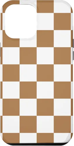Vista 25 de iPhone 16 Checkered Checkerboard Indie Aesthetic Brown Coffee Beige Case