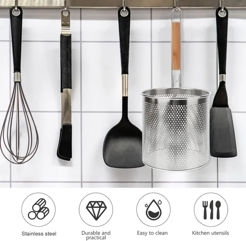Vista 4 de Cabilock Cesta profunda Colador de pasta Mango largo Fácil Transferencia Hogar Hotel Cocina Utensilio Estilo Aleatorio