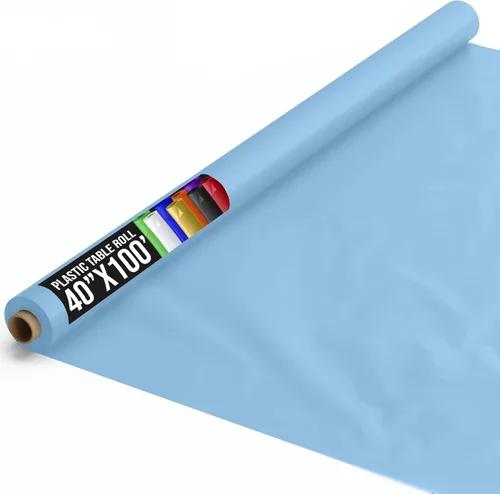 Vista 19 de Exquisito rollo de mantel de mesa de plástico aqua de Party Solids 4 piezas 40" X 300' Rollo de mantel de mesa de plástico - Rollos de mantel