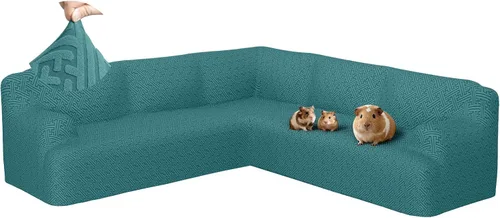Vista 20 de Fundas para sofá seccional en forma de L de 1 pieza, fundas de esquina elásticas para sofá, funda de sofá antideslizante, lavable, fundas de sofá