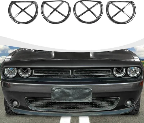 Vista 9 de RAZPOY Cubierta de lámpara de faro delantero para accesorios Challenger, cubierta de biseles de faros delanteros, decoración de luz exterior