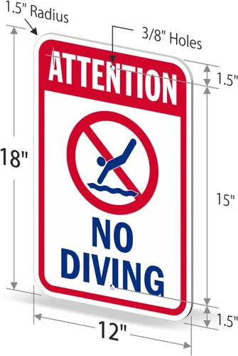 Vista 6 de SmartSign Letrero "Attention - No Diving" Aluminio de 12 x 18 pulgadas