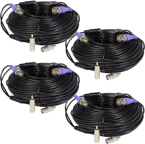 Vista 7 de VideoSecu Paquete de 2 cables de alimentación de video para cámara de seguridad HD de 100 pies, cable de extensión todo en uno con conectores BNC