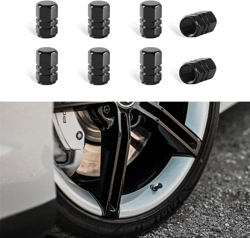 Vista 9 de Kewucn 8 PCS Tapas para Vástago de Válvula de Neumático de Coche, Cubiertas de Tapas de Aire de Aleación de Aluminio con Anillo de Goma, Cubiertas
